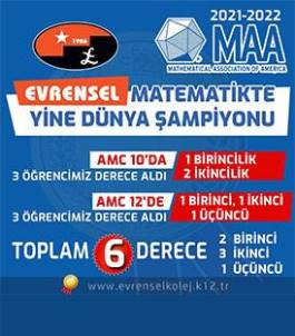 Evrensel Kolej Uluslararası Mathematical Association of America (AMC) Matematik Yarışmasında 6 MADALYA İLE ŞAMPİYON