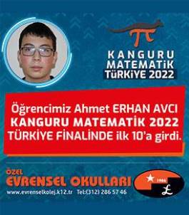 Kanguru Matematik 2022 Türkiye Final Sınavı’nda EVRENSEL KOLEJ EN İYİ 10 OKUL ARASINDA