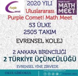 EVRENSEL’DEN  ULUSLARARASI PURPLE COMET MATEMATİK YARIŞMASI’NDA ÇİFTE BAŞARI