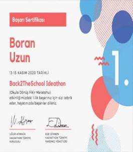 BORAN UZUN BACK2THESCHOOL IDEATHONU TÜRKİYE BİRİNCİSİ