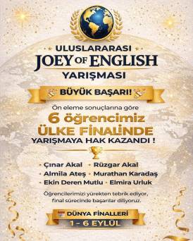 Uluslararası JOEY of English Yarışmasında Büyük Başarı